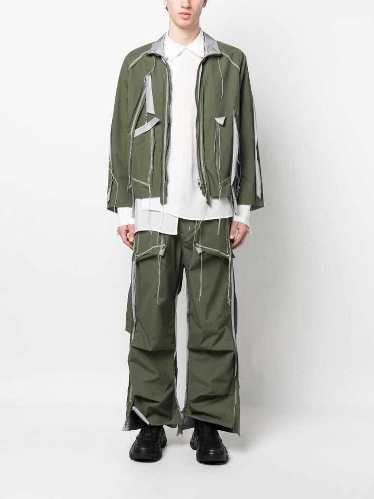 Green Draped Wide Leg Trousers