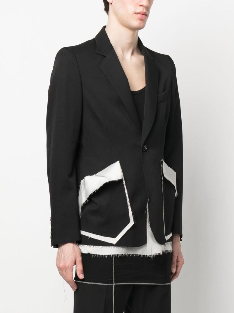 Black Single Breasted Wool Blazer