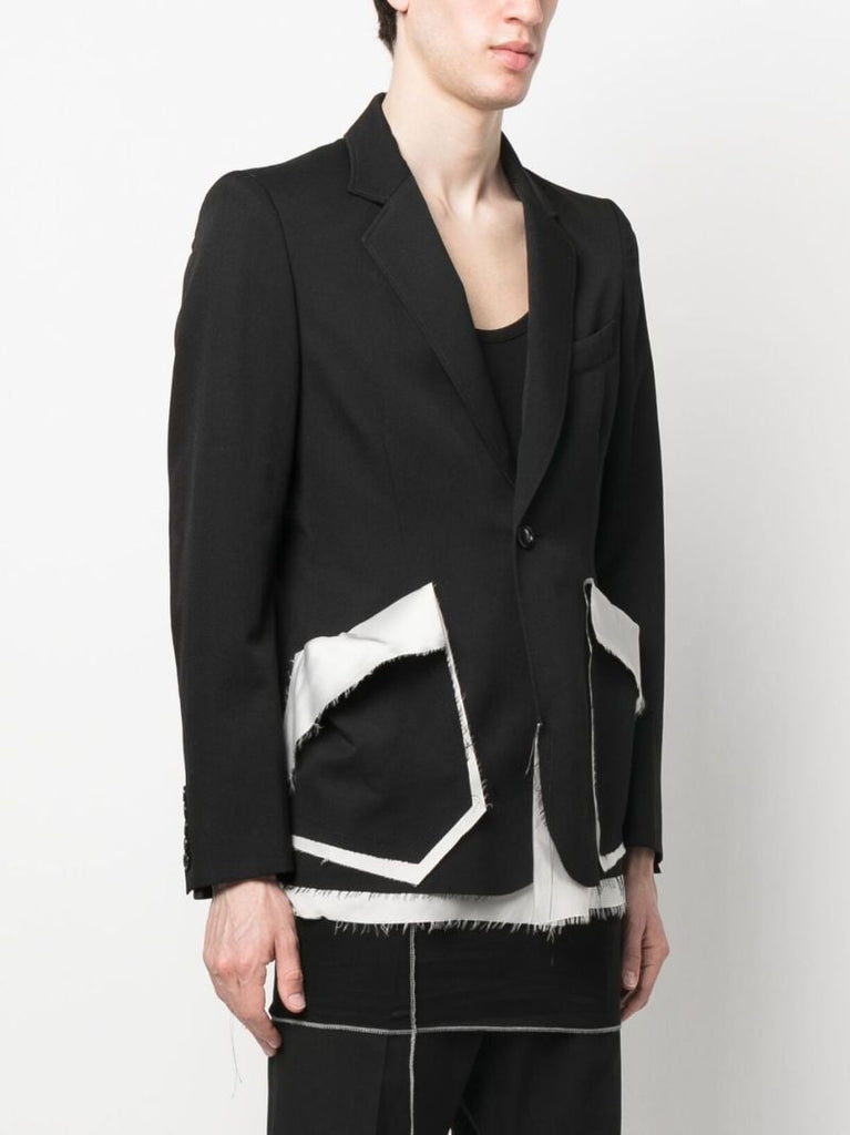 Black Single Breasted Wool Blazer