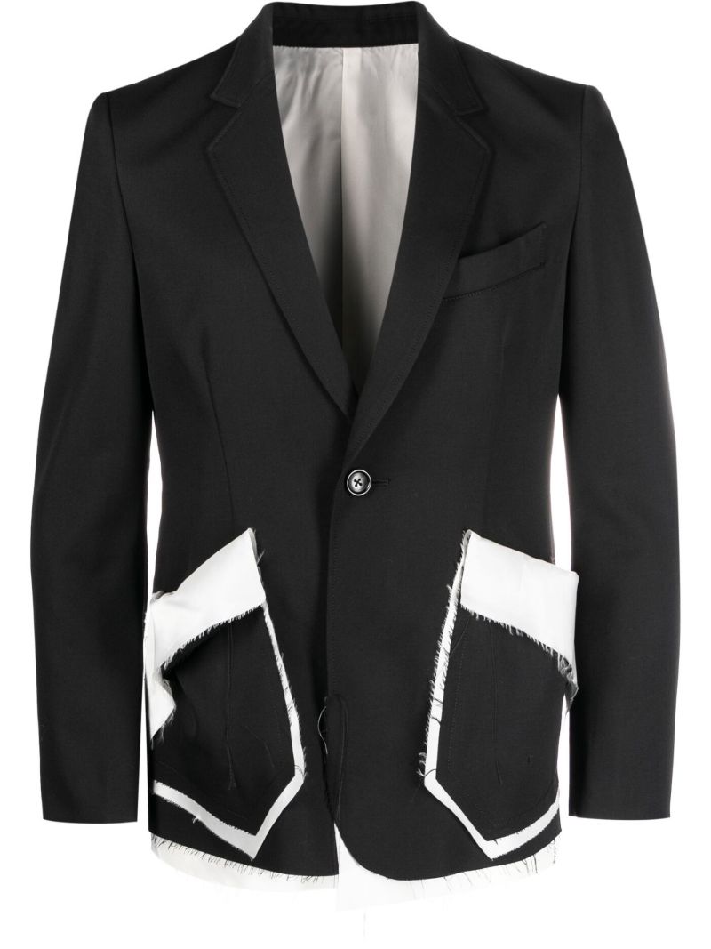 Black Single Breasted Wool Blazer