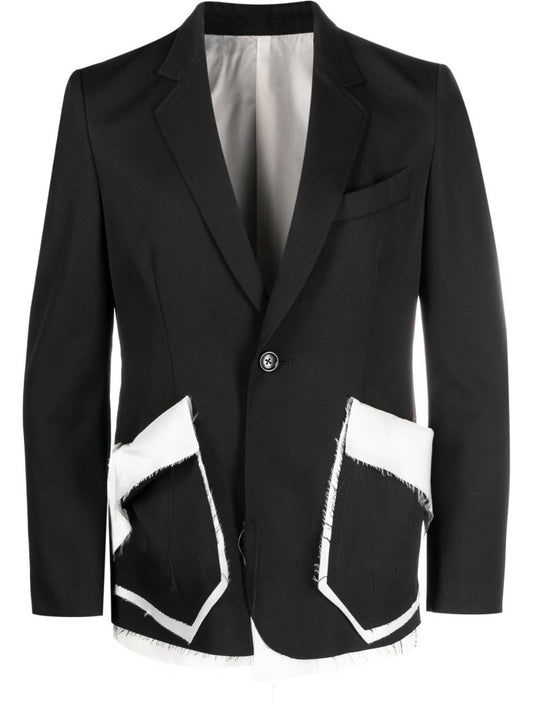 Black Single Breasted Wool Blazer
