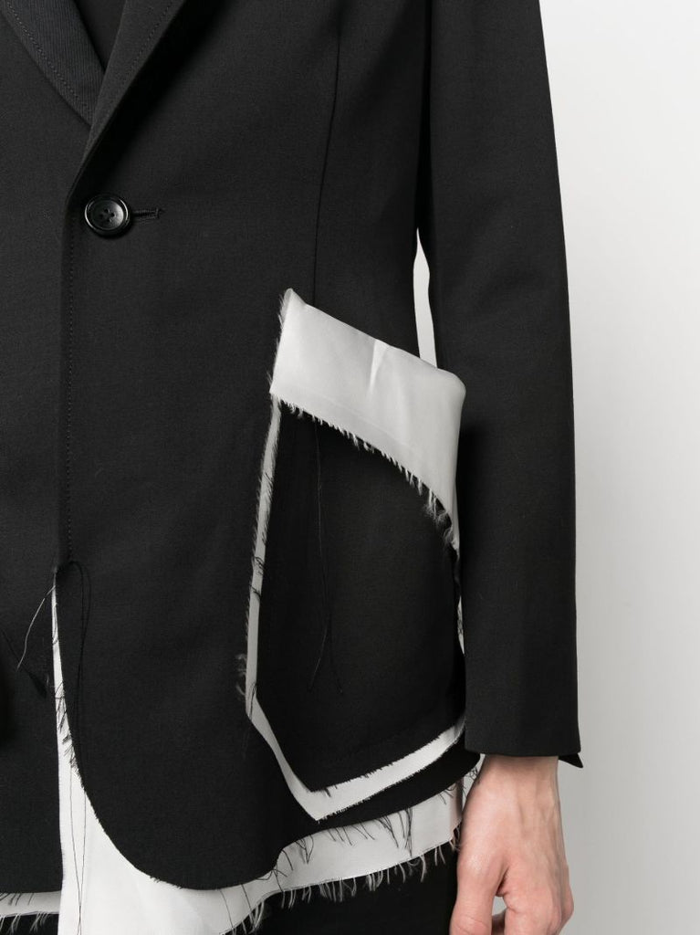 Black Single Breasted Wool Blazer