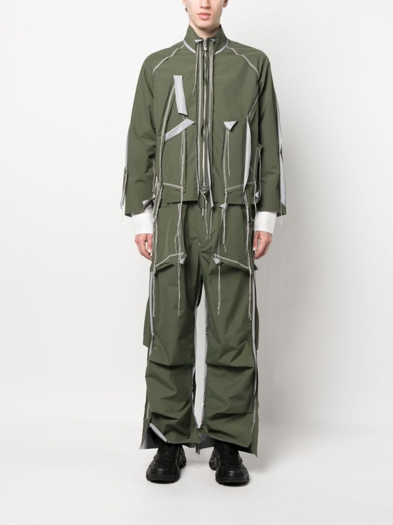 Green Cutting Zip Up Jacket