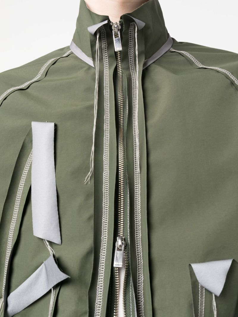 Green Cutting Zip Up Jacket