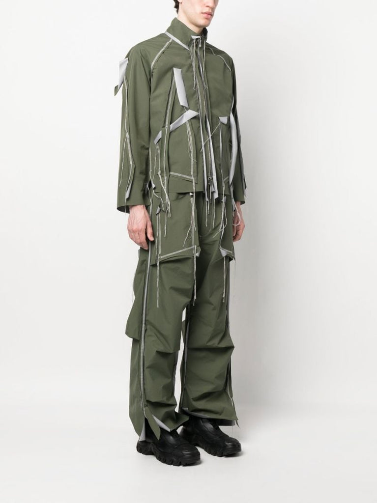 Green Cutting Zip Up Jacket