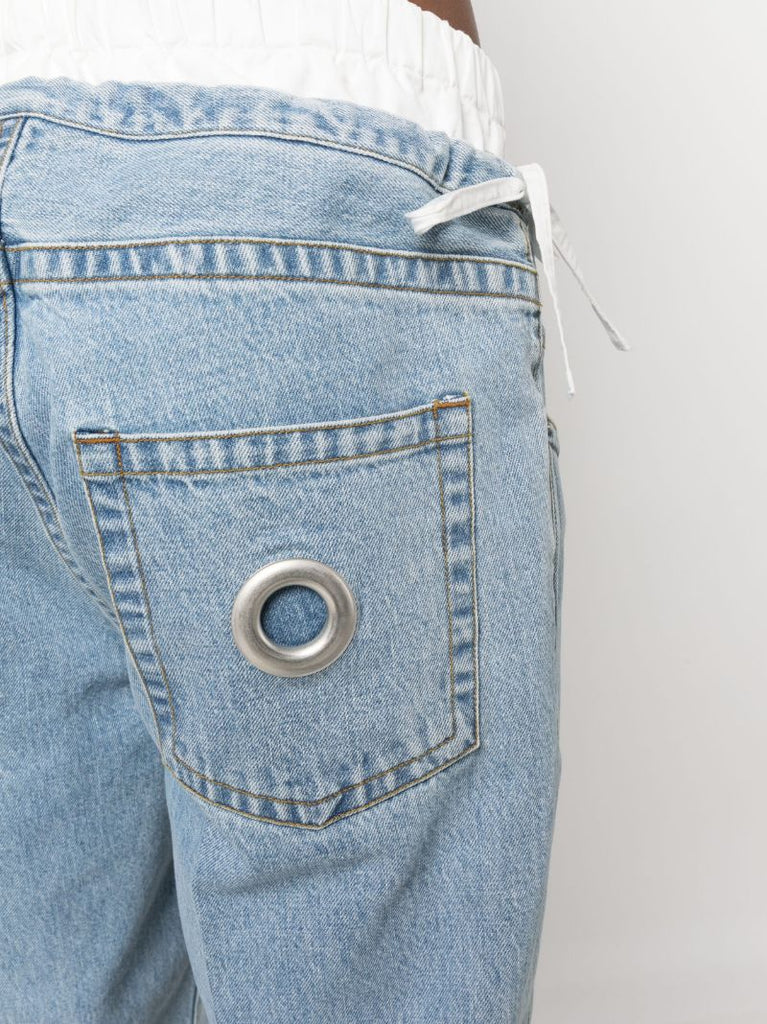 Blue Layered-effect Jeans