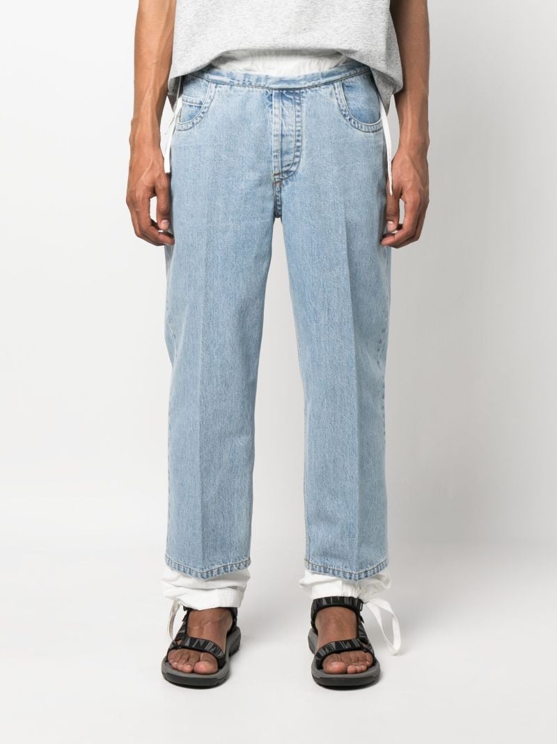 Blue Layered-effect Jeans