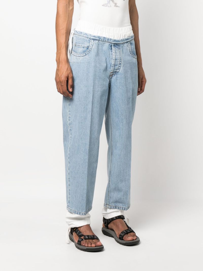 Blue Layered-effect Jeans