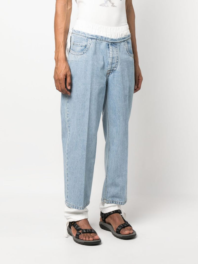 Blue Layered-effect Jeans