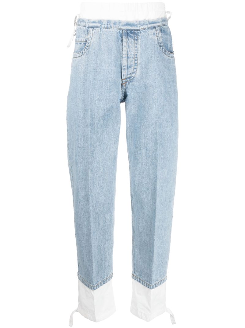Blue Layered-effect Jeans