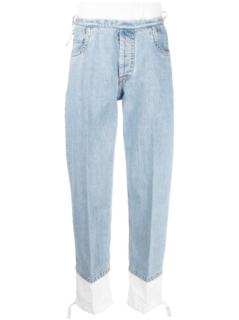Blue Layered-effect Jeans