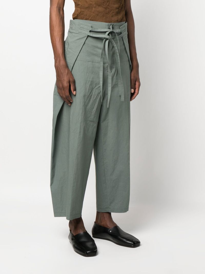 Green Wide-leg Wrap Trousers