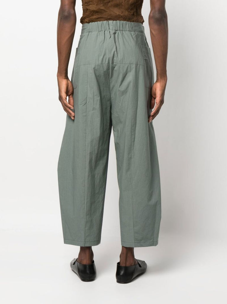 Green Wide-leg Wrap Trousers