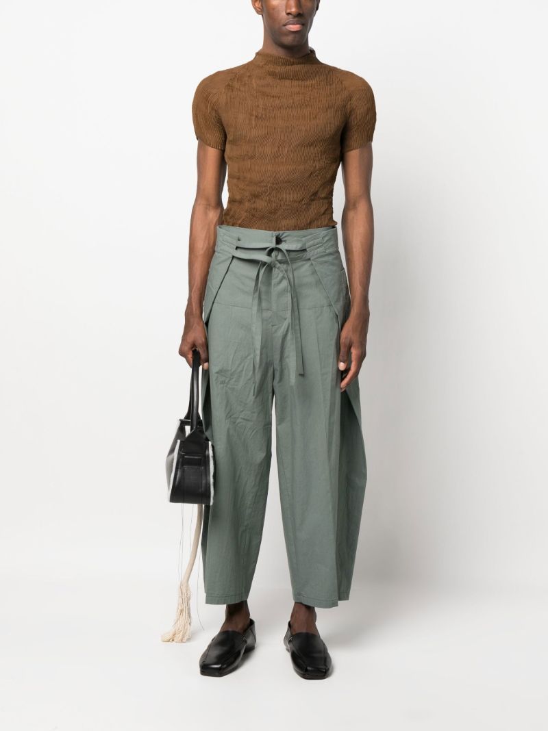 Green Wide-leg Wrap Trousers