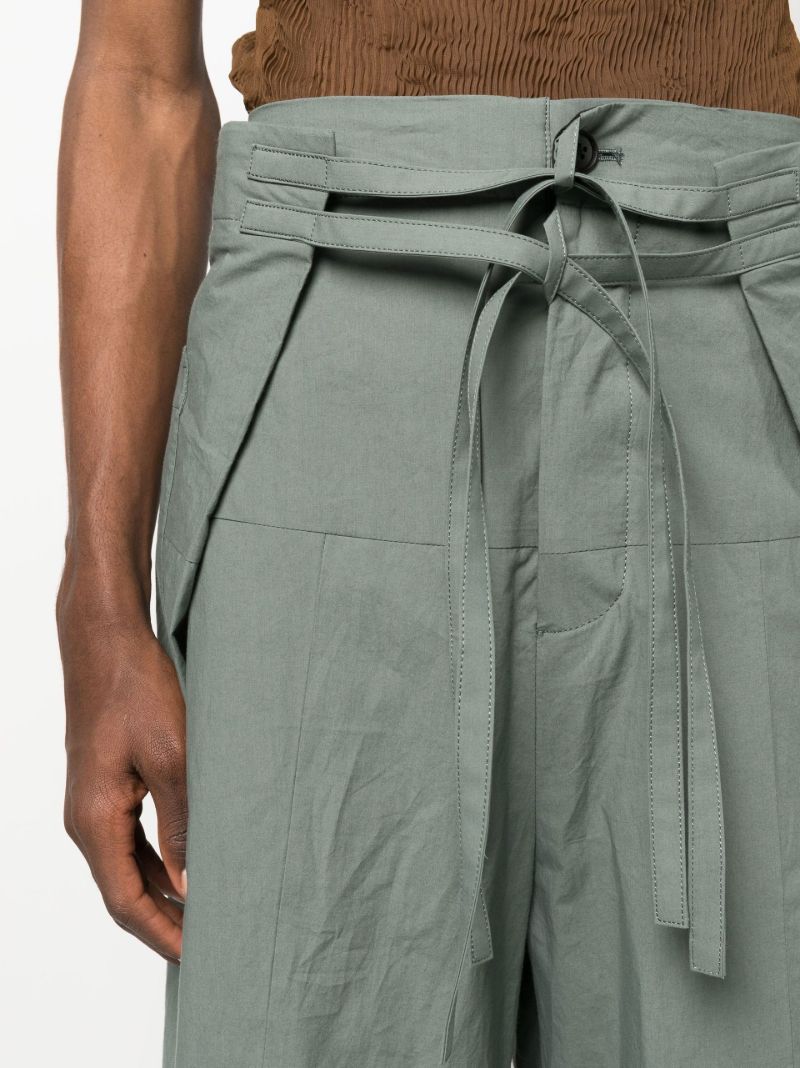 Green Wide-leg Wrap Trousers