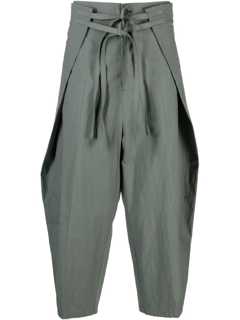 Green Wide-leg Wrap Trousers