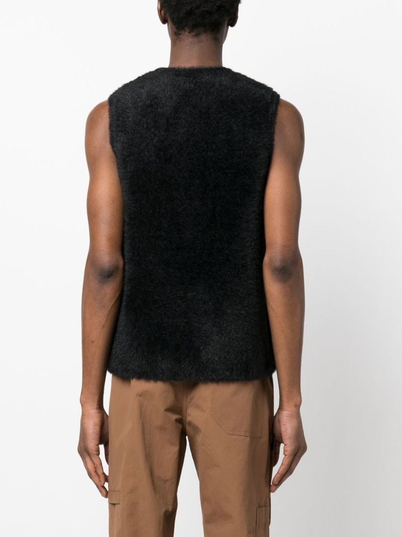 Black Eyelet-trim Fleece Vest Top