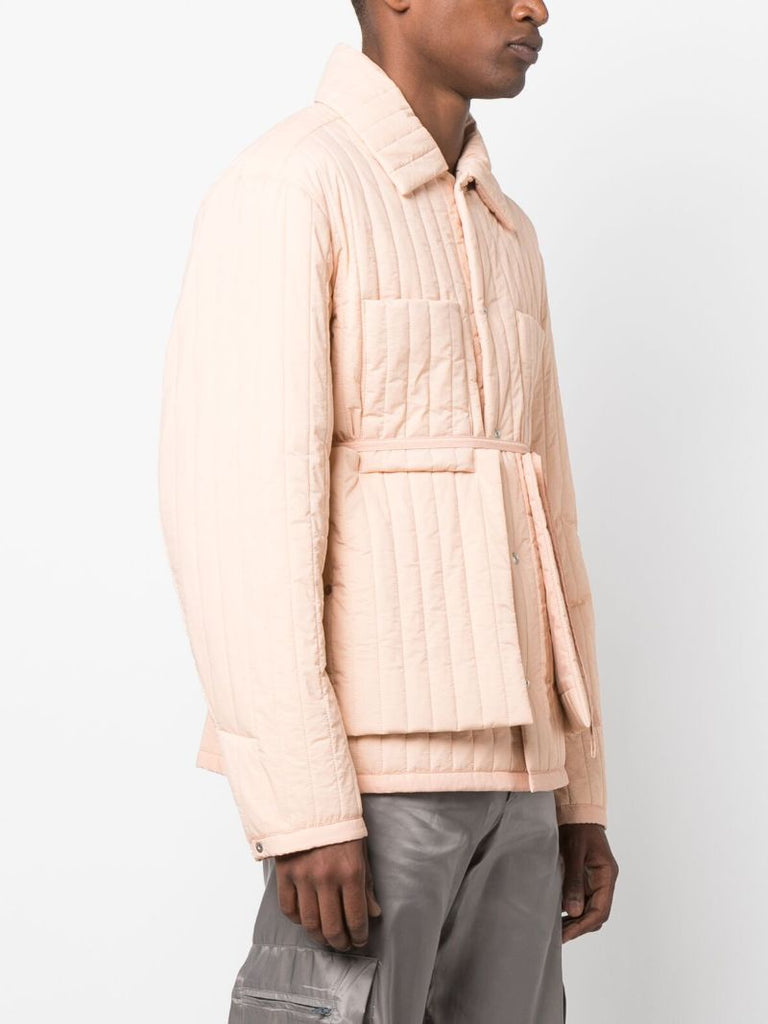Orange Quilted Tied-waist Jacket