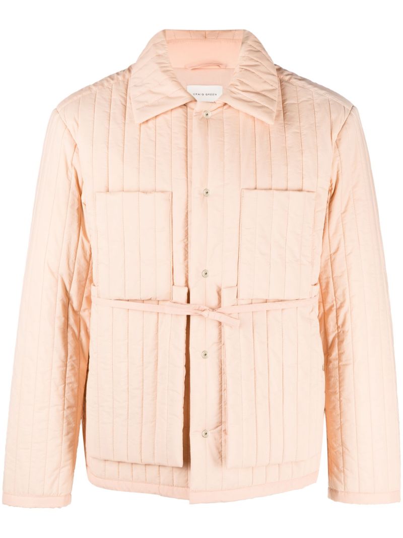 Orange Quilted Tied-waist Jacket