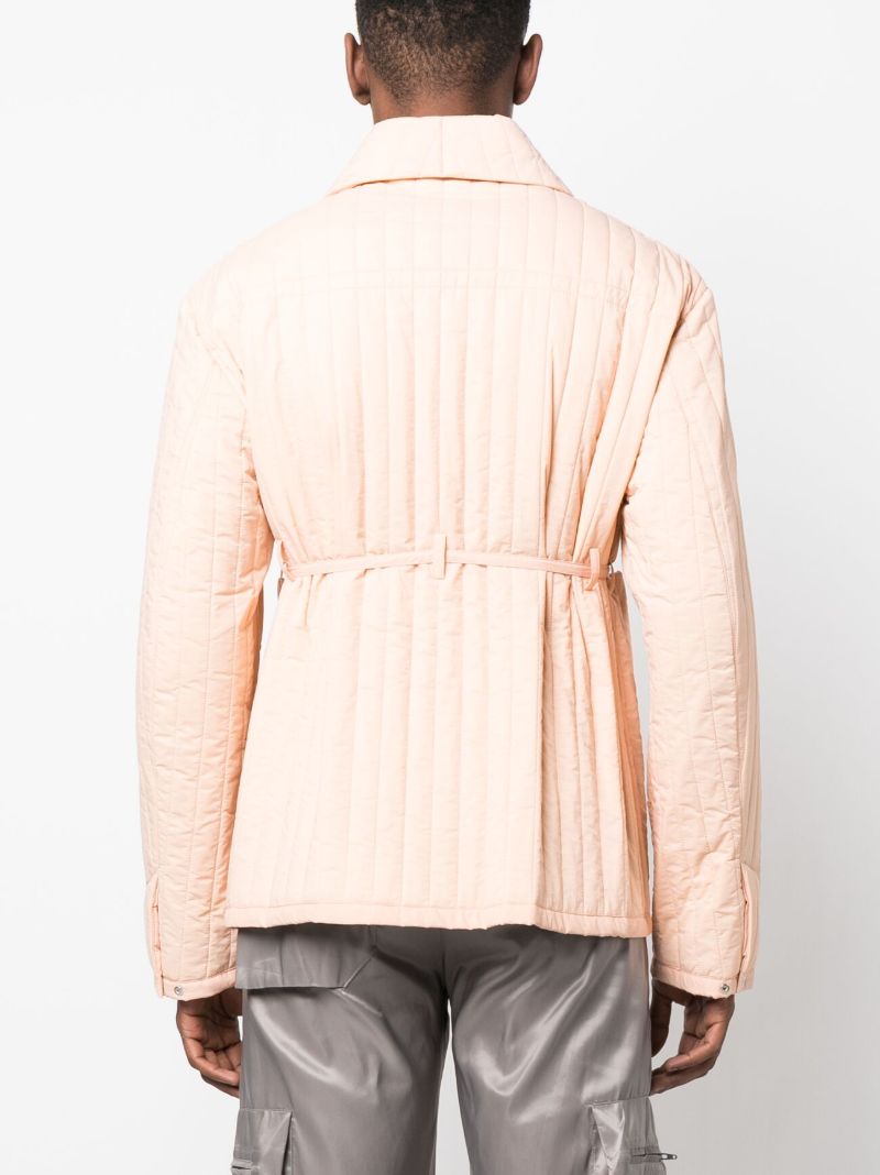 Orange Quilted Tied-waist Jacket