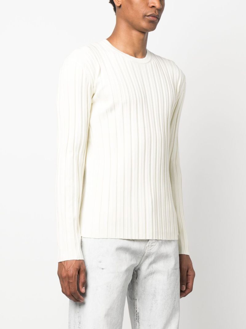 White Ribbed Knit Jumper
