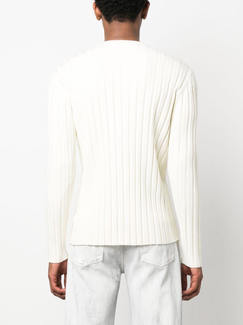 White Ribbed Knit Jumper