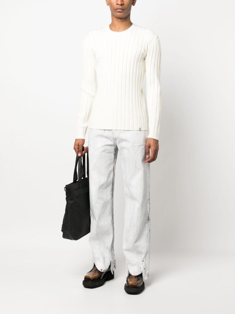 White Ribbed Knit Jumper