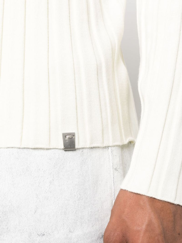 White Ribbed Knit Jumper