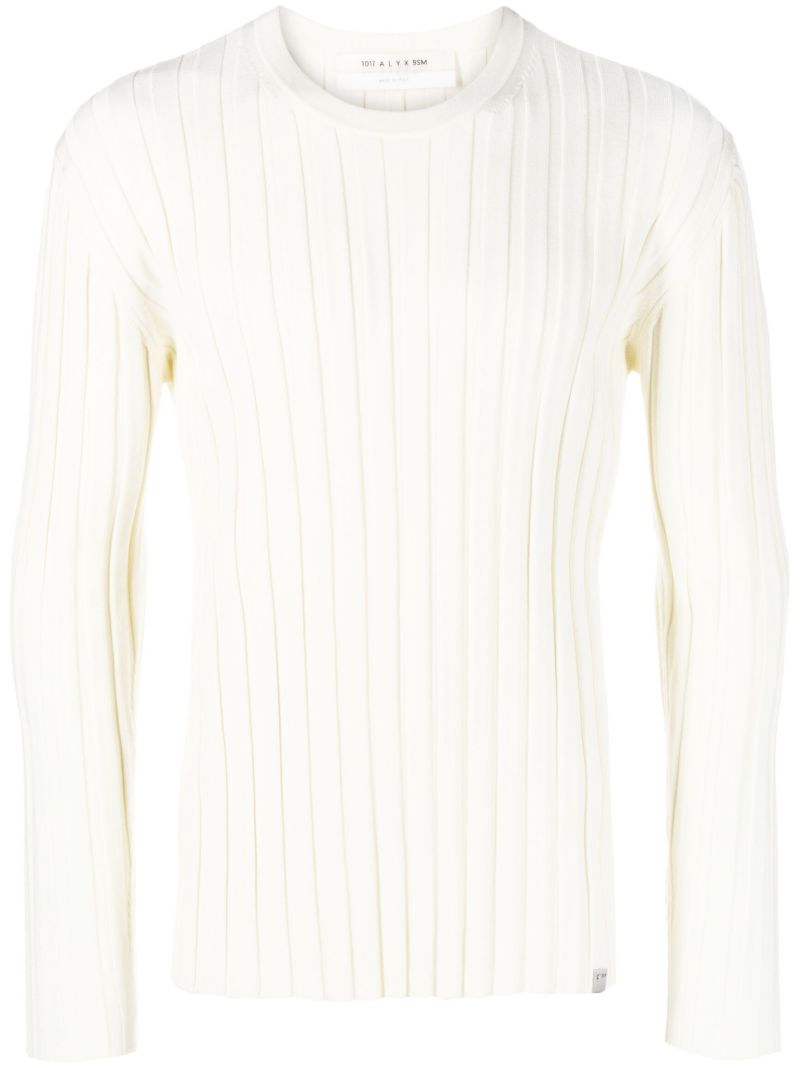 White Ribbed Knit Jumper