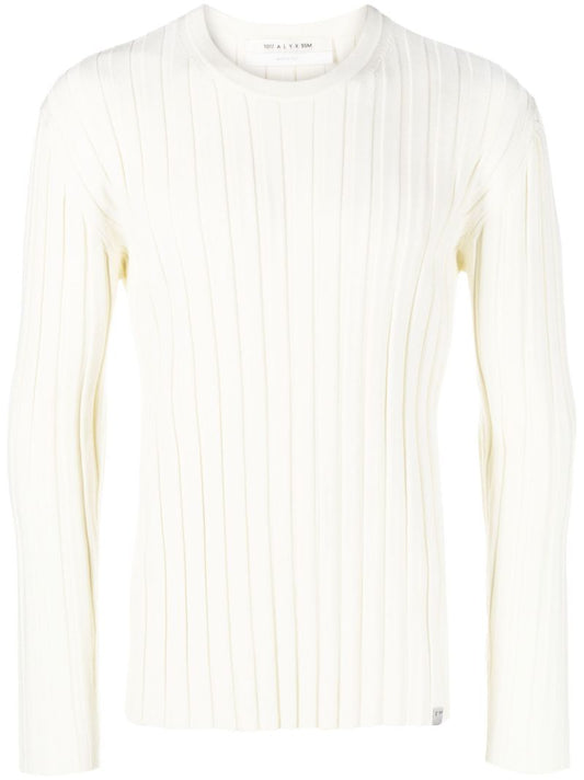 White Ribbed Knit Jumper