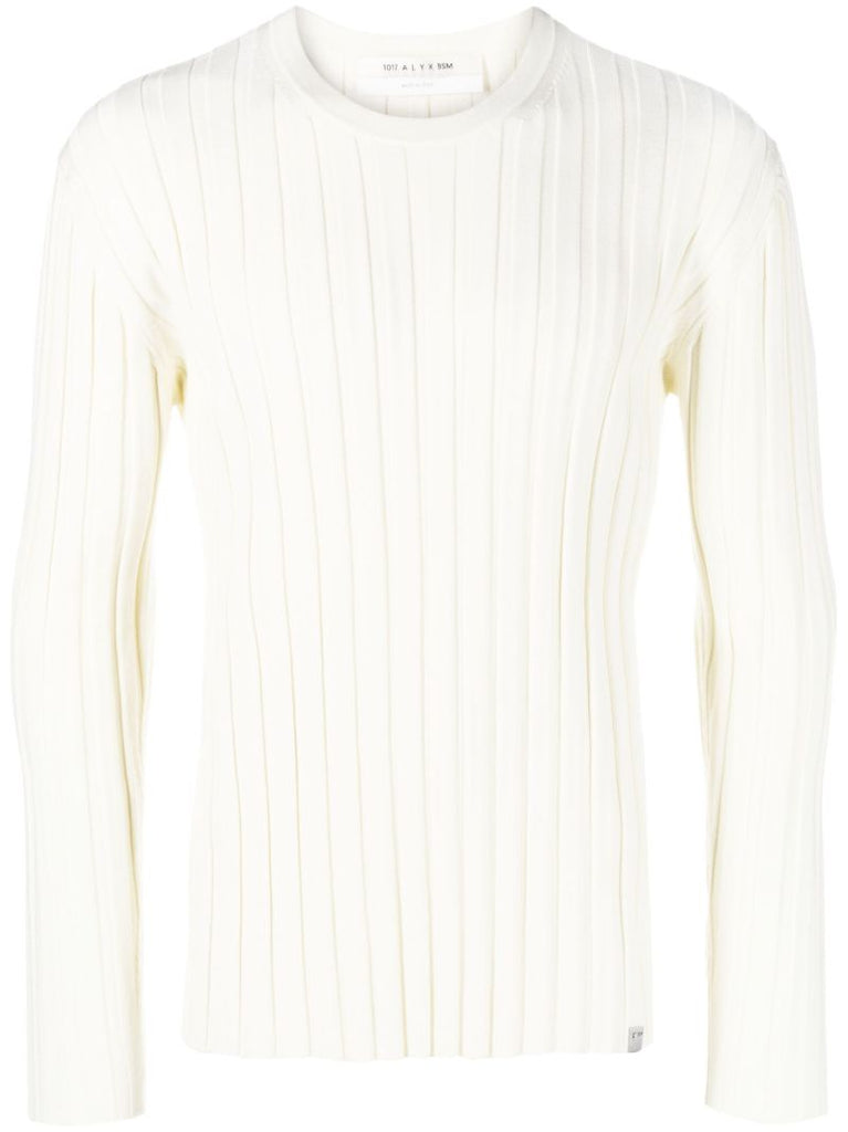White Ribbed Knit Jumper