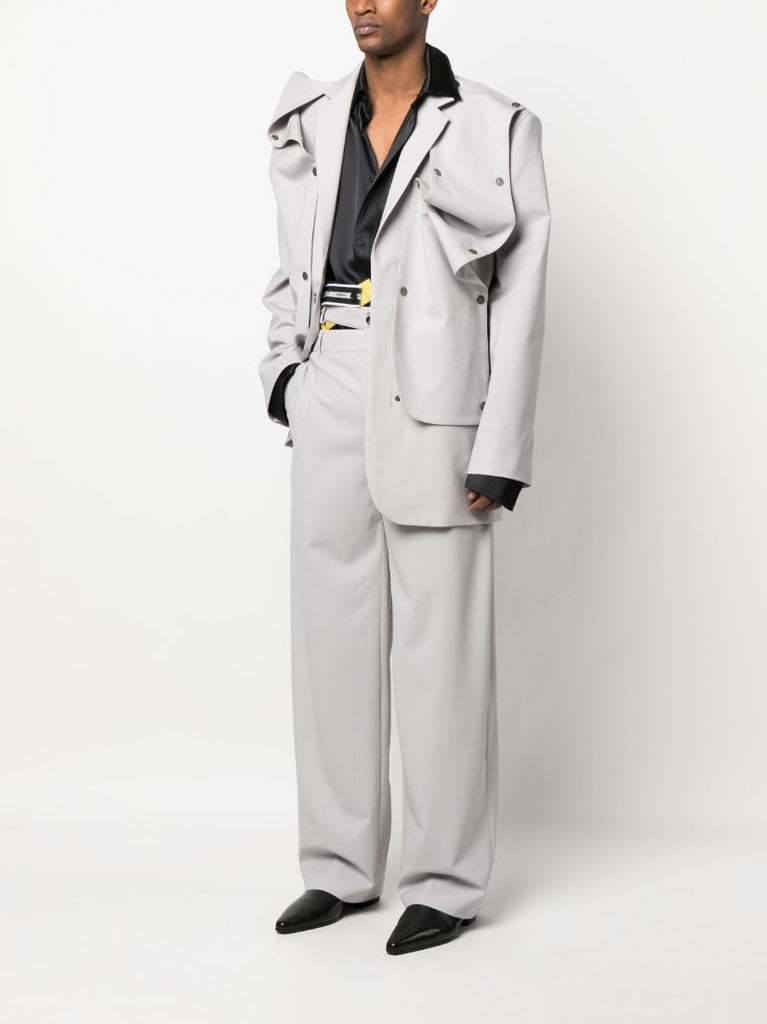 Grey Multi-waistband Wide-leg Trousers