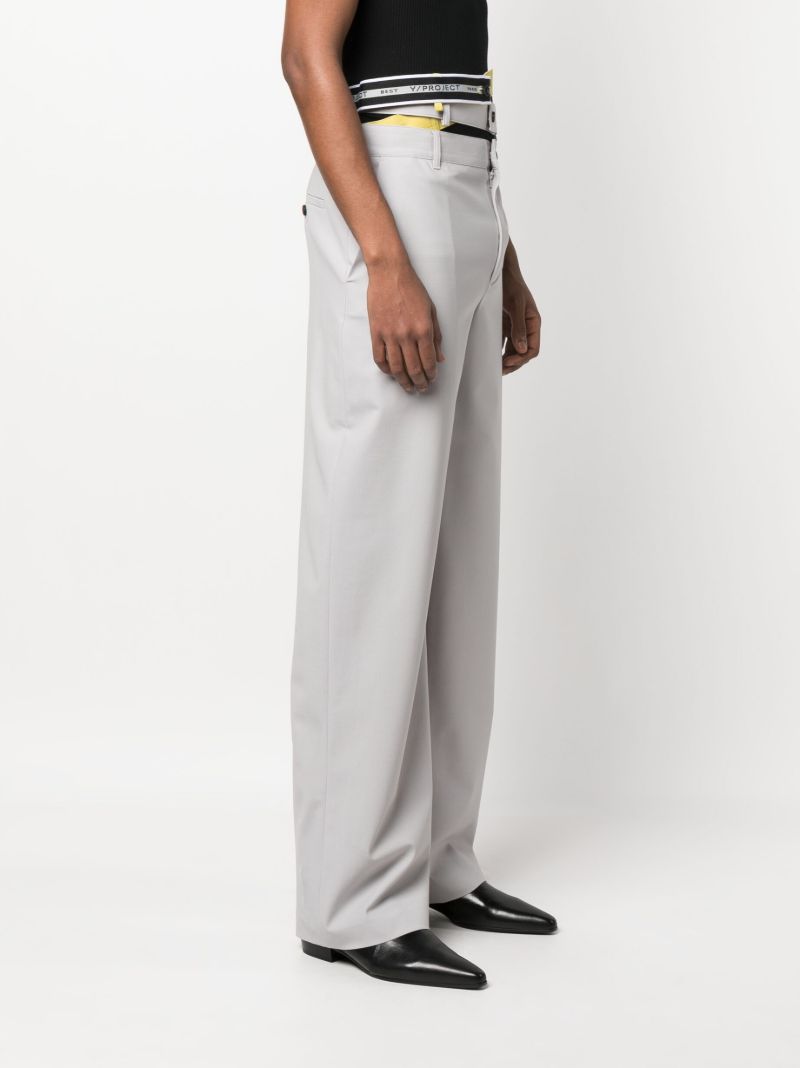 Grey Multi-waistband Wide-leg Trousers