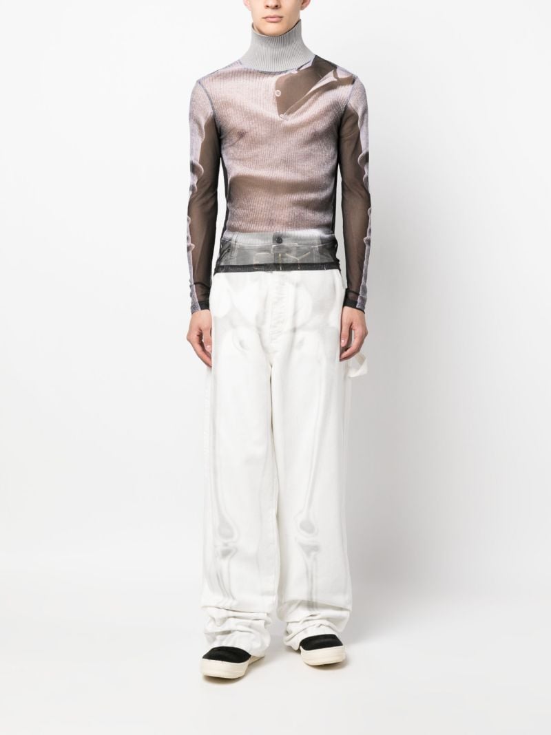 X Jean Paul Gaultier Grey Trompe L'oeil Turtleneck Top