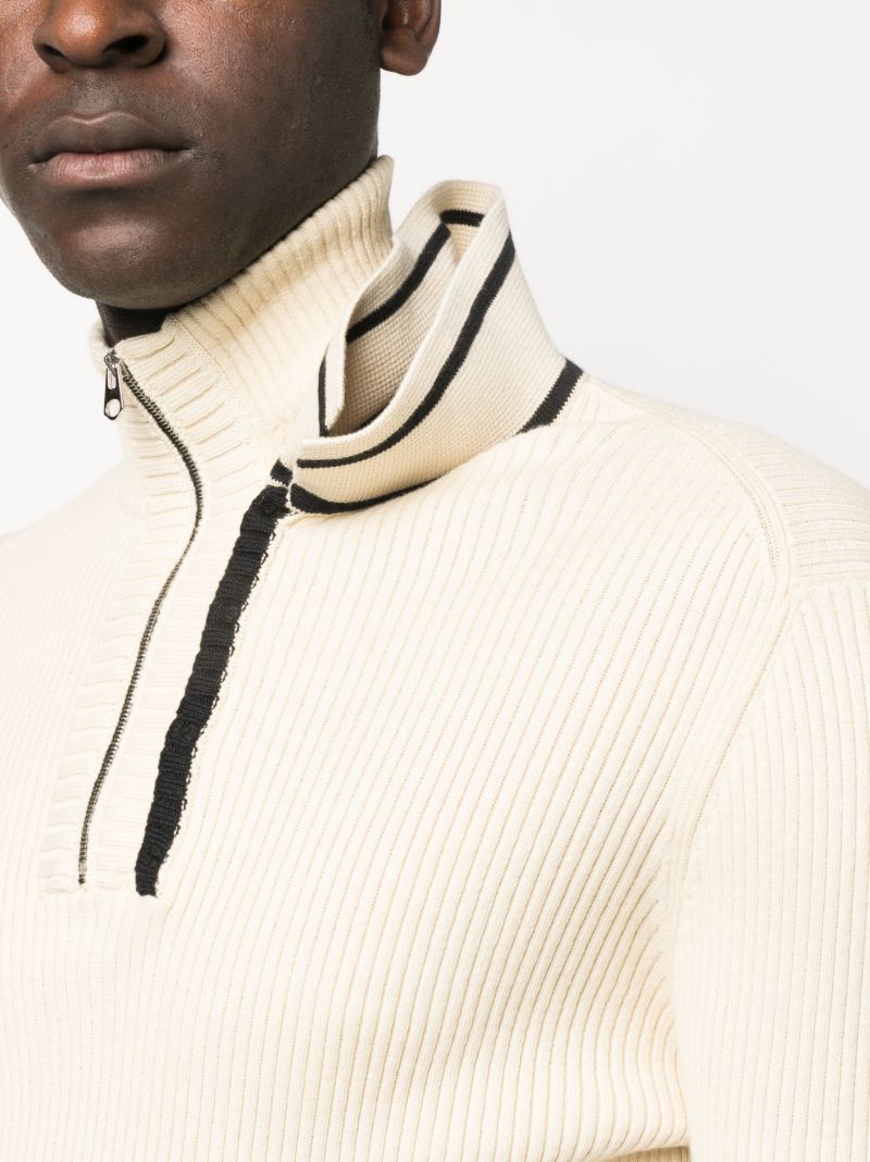Beige Classic Double Collar Sweater