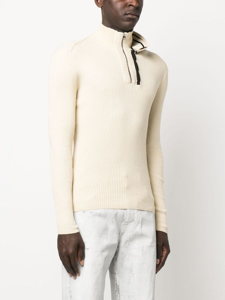 Beige Classic Double Collar Sweater