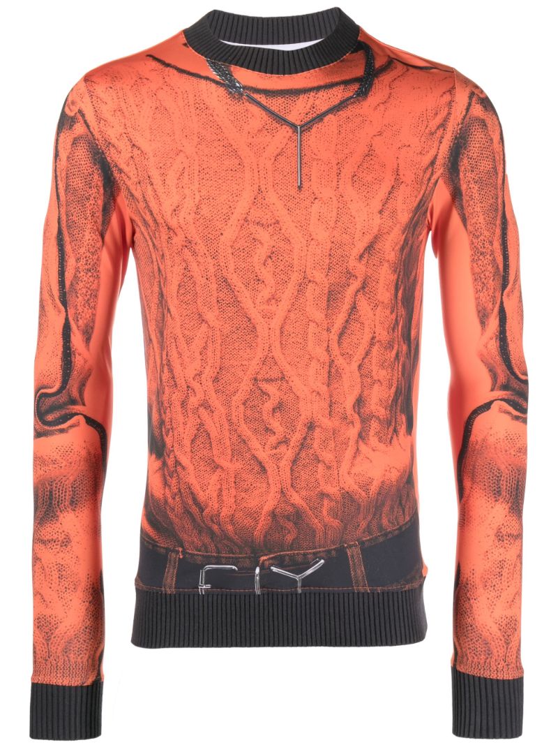 X Jean Paul Gaultier Orange Trompe L'oeil Print Sweatshirt