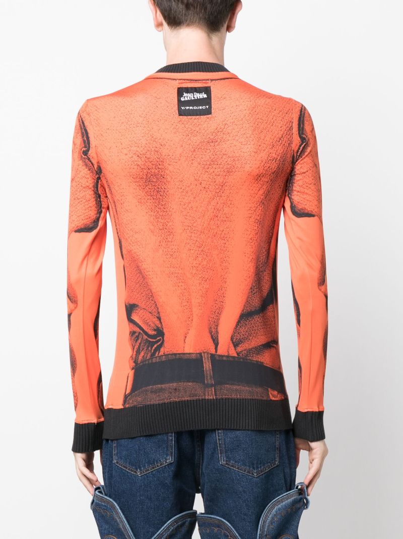 X Jean Paul Gaultier Orange Trompe L'oeil Print Sweatshirt