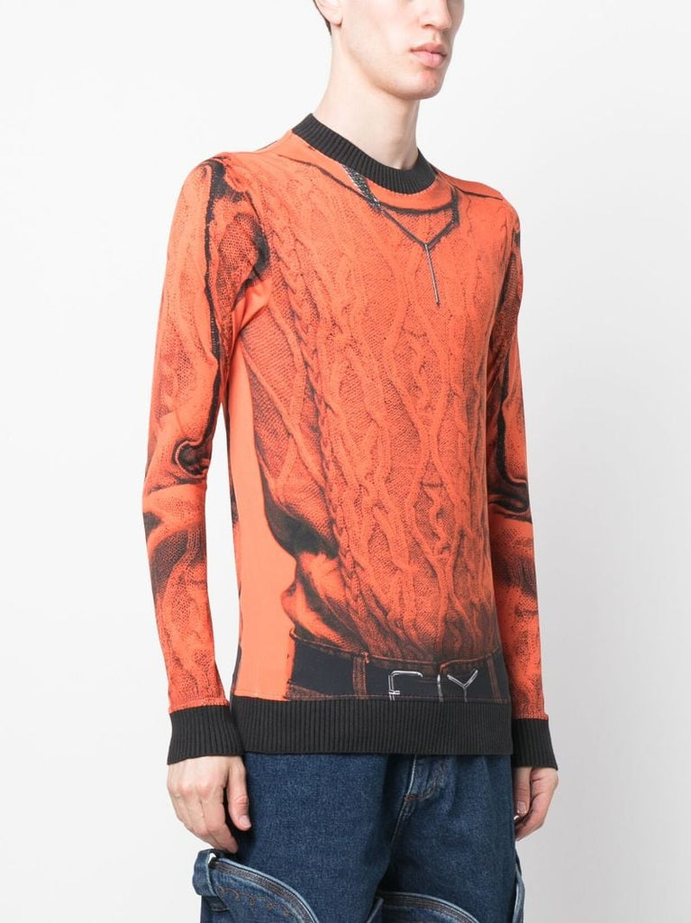 X Jean Paul Gaultier Orange Trompe L'oeil Print Sweatshirt