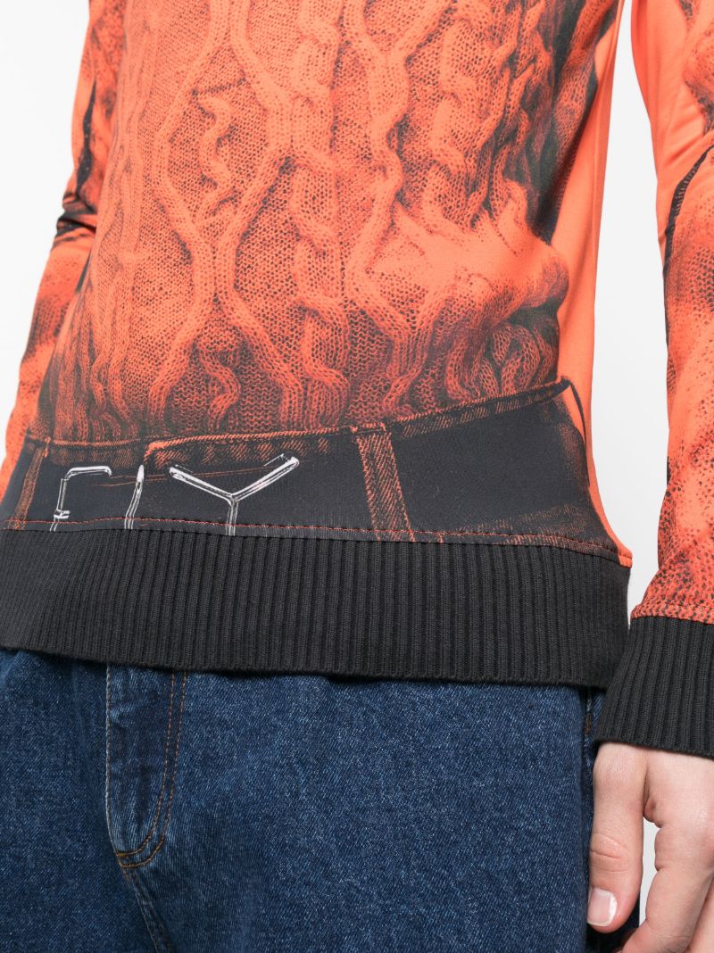 X Jean Paul Gaultier Orange Trompe L'oeil Print Sweatshirt