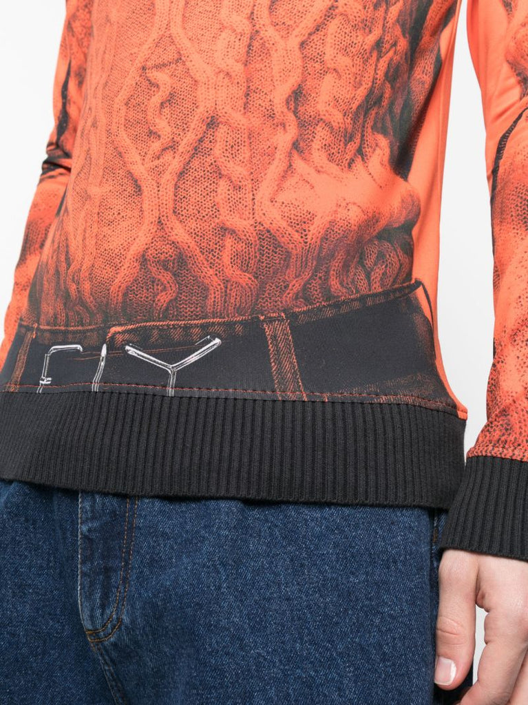 X Jean Paul Gaultier Orange Trompe L'oeil Print Sweatshirt