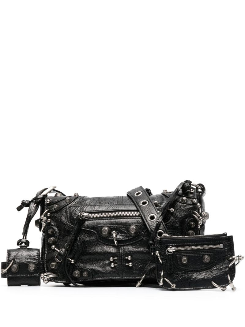 Black Le Cagole Leather Shoulder Bag