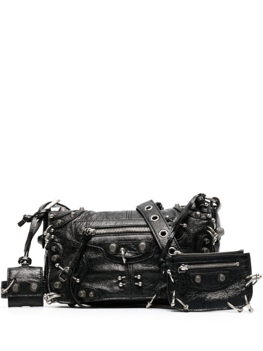 Black Le Cagole Leather Shoulder Bag
