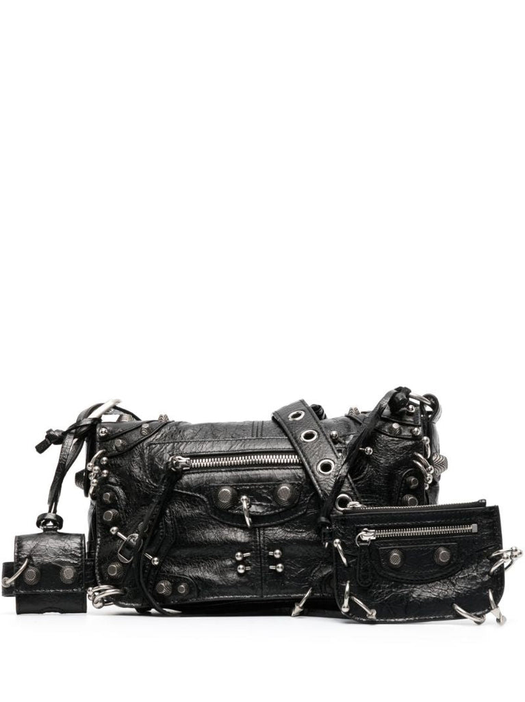 Black Le Cagole Leather Shoulder Bag