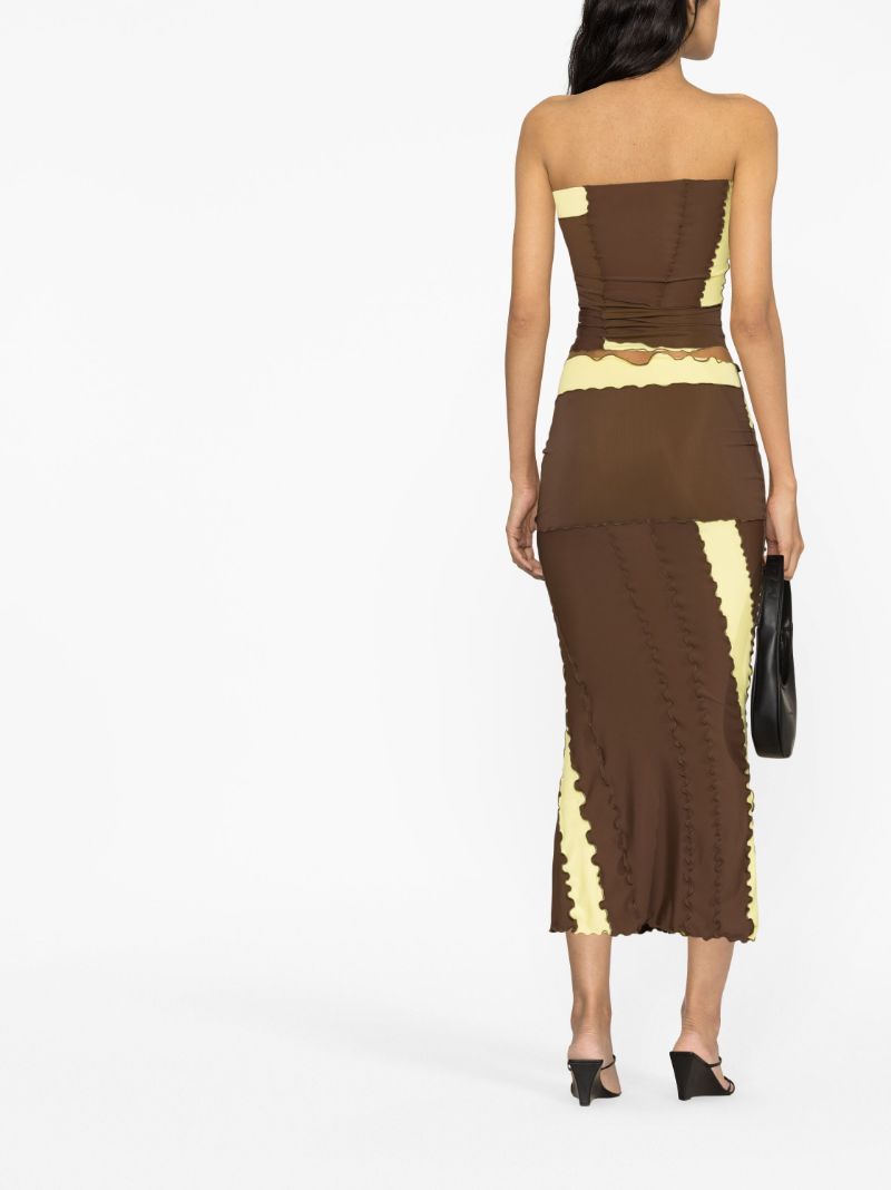 Brown Panelled Bandeau Top