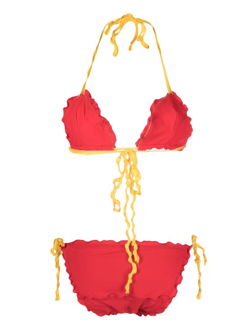 Red Ruffle String Tie Bikini