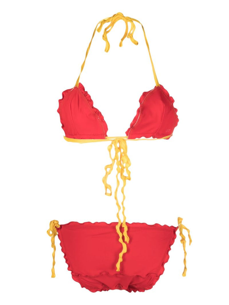 Red Ruffle String Tie Bikini