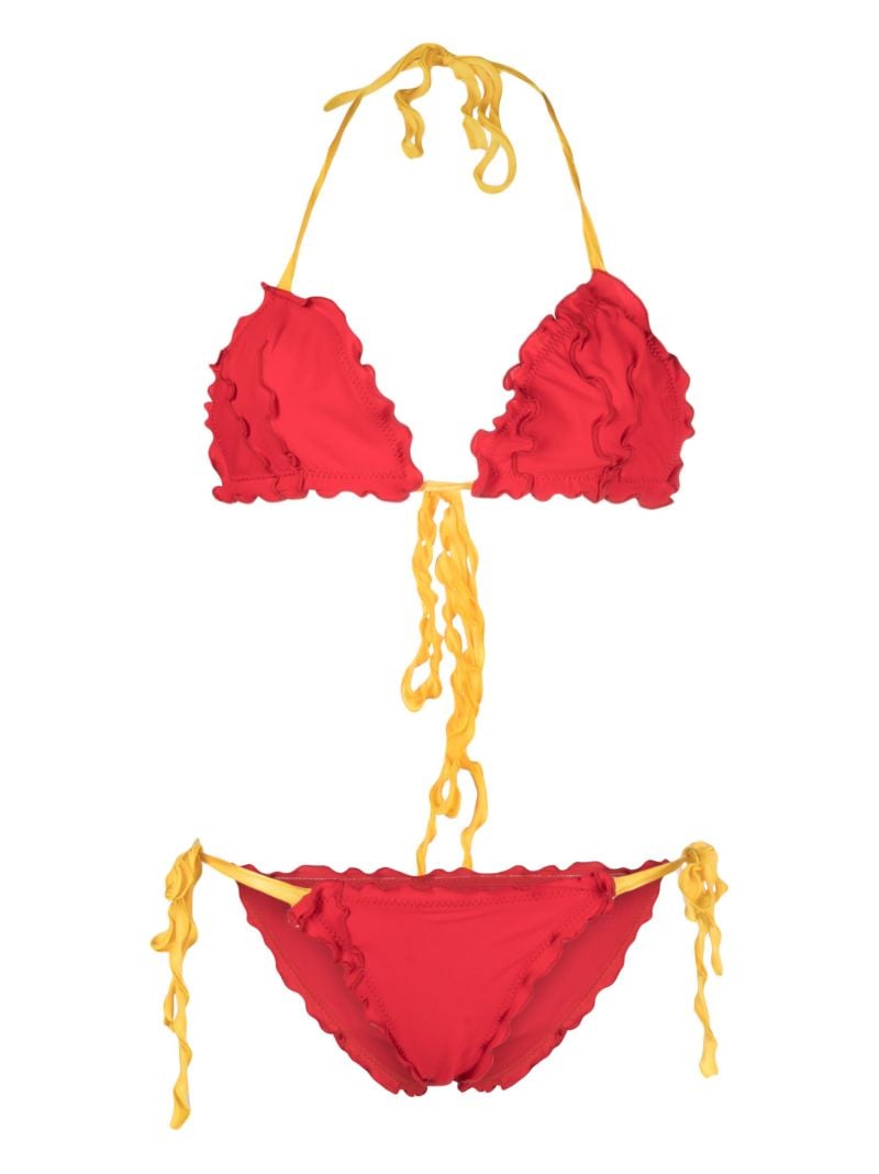 Red Ruffle String Tie Bikini