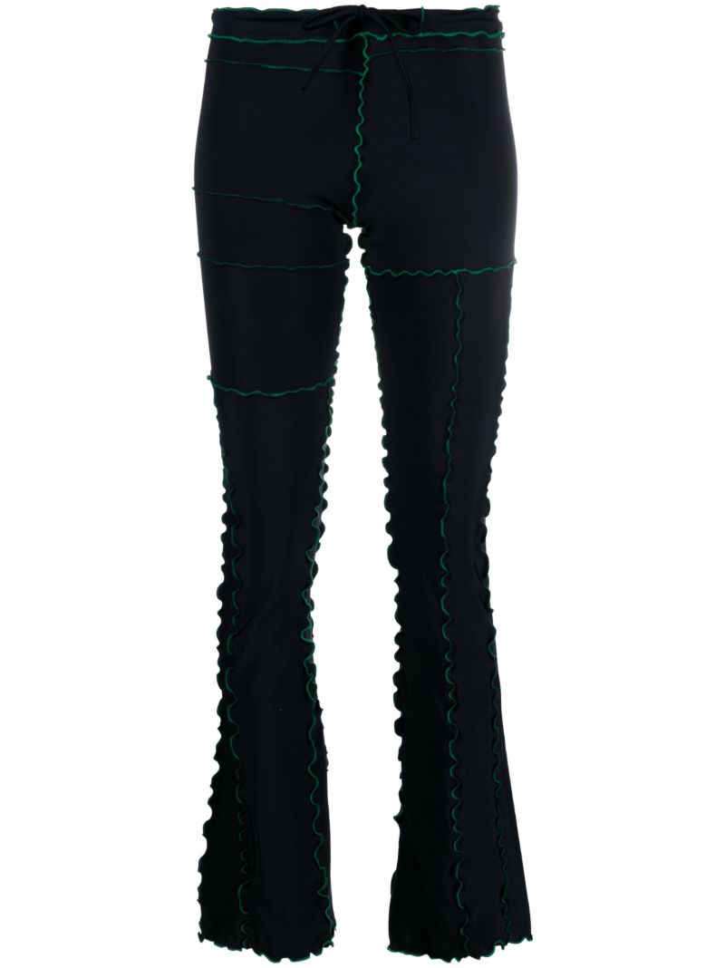 Black Patchwork Flared Trousers