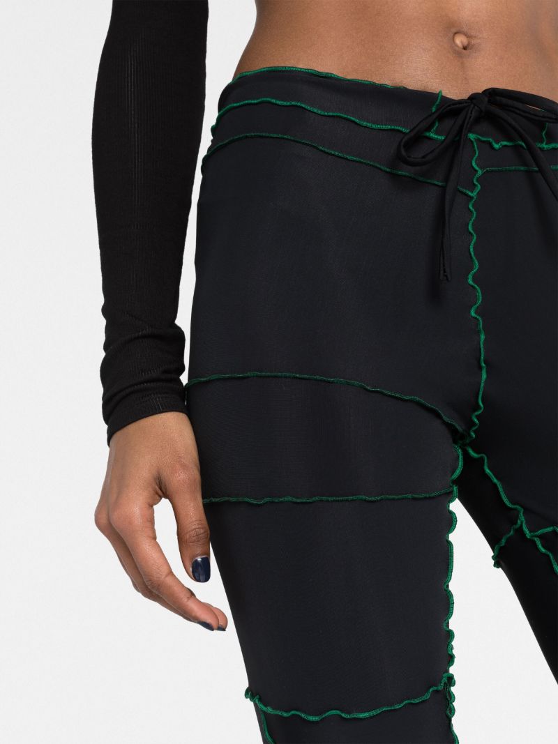 Black Patchwork Flared Trousers